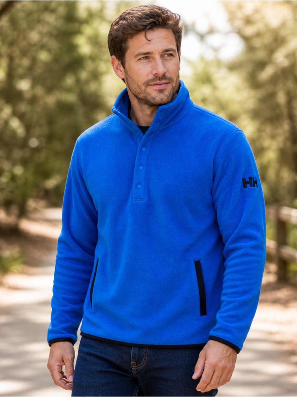 🔵 Helly Hansen Blue Pullover Fleece | Men’s Large | Snap Neck
